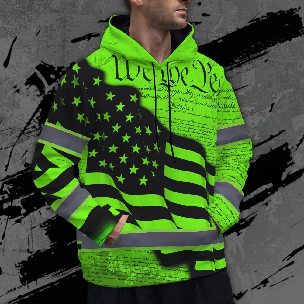Maddly High Visibility US Flag Collection Safety Workwear Custom Name for Workers, Runners, Truckers, Patriotic