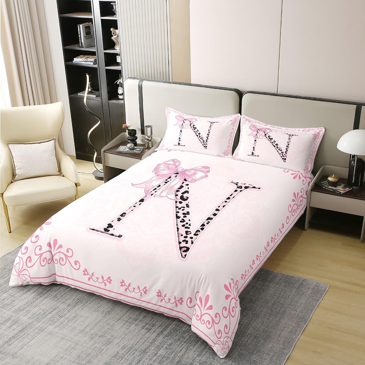 Housse de couette 100% coton cadeau anniversaire fille parure nœud de princesse