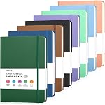 OMEYA 8 Pack Lined Journal Notebooks for Work, 100gsm Thick Paper, 5.7"x 8.3", A5 College Ruled Black Notebook Bulk, Leather Journal for Writing, Hardcover Notebooks for School, Office, Journal for Men