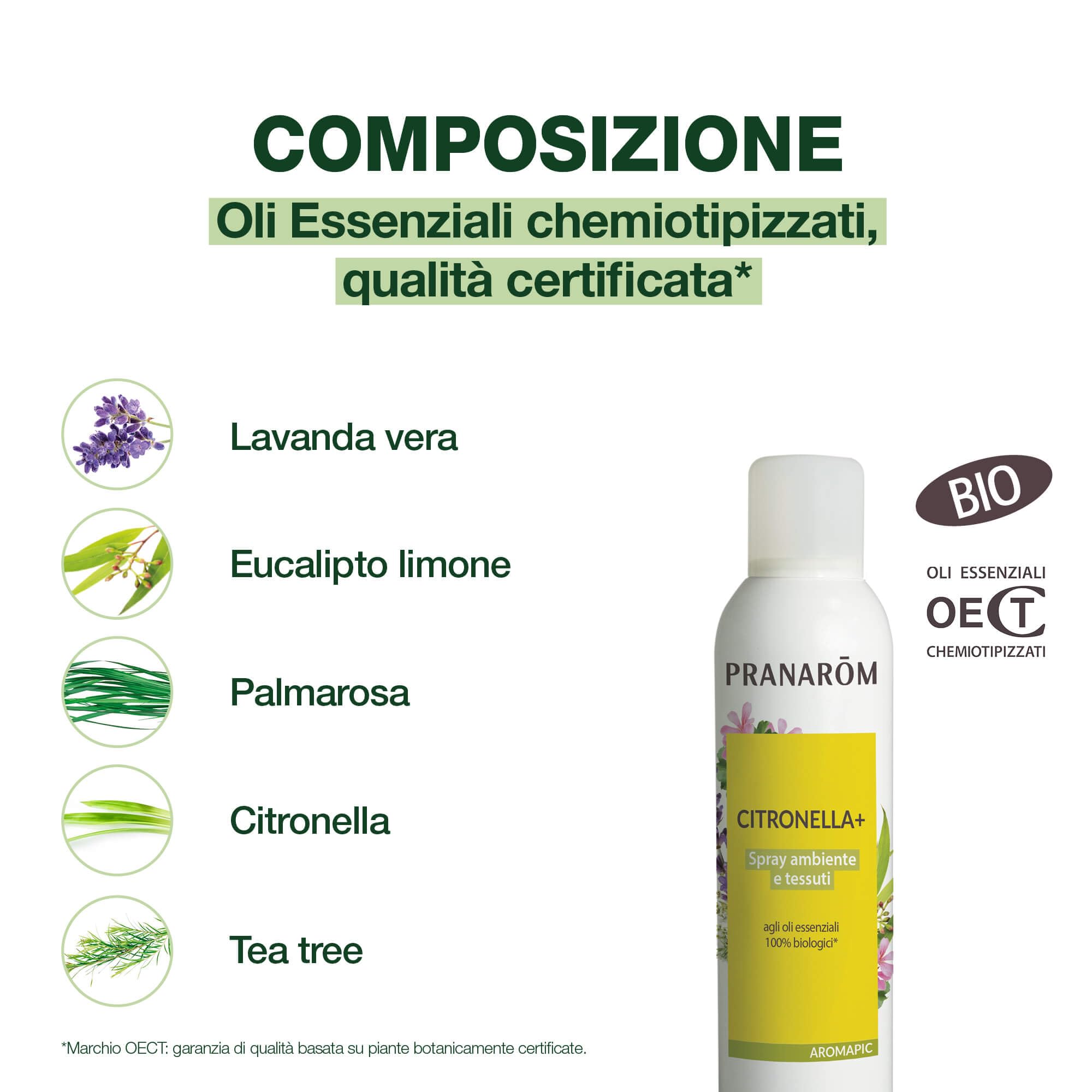 PRANARÔM Aromapic Spray Anti-Zanzare Ambiente e Tessuti 150 ml Repellente Naturale Oli Essenziali HECT