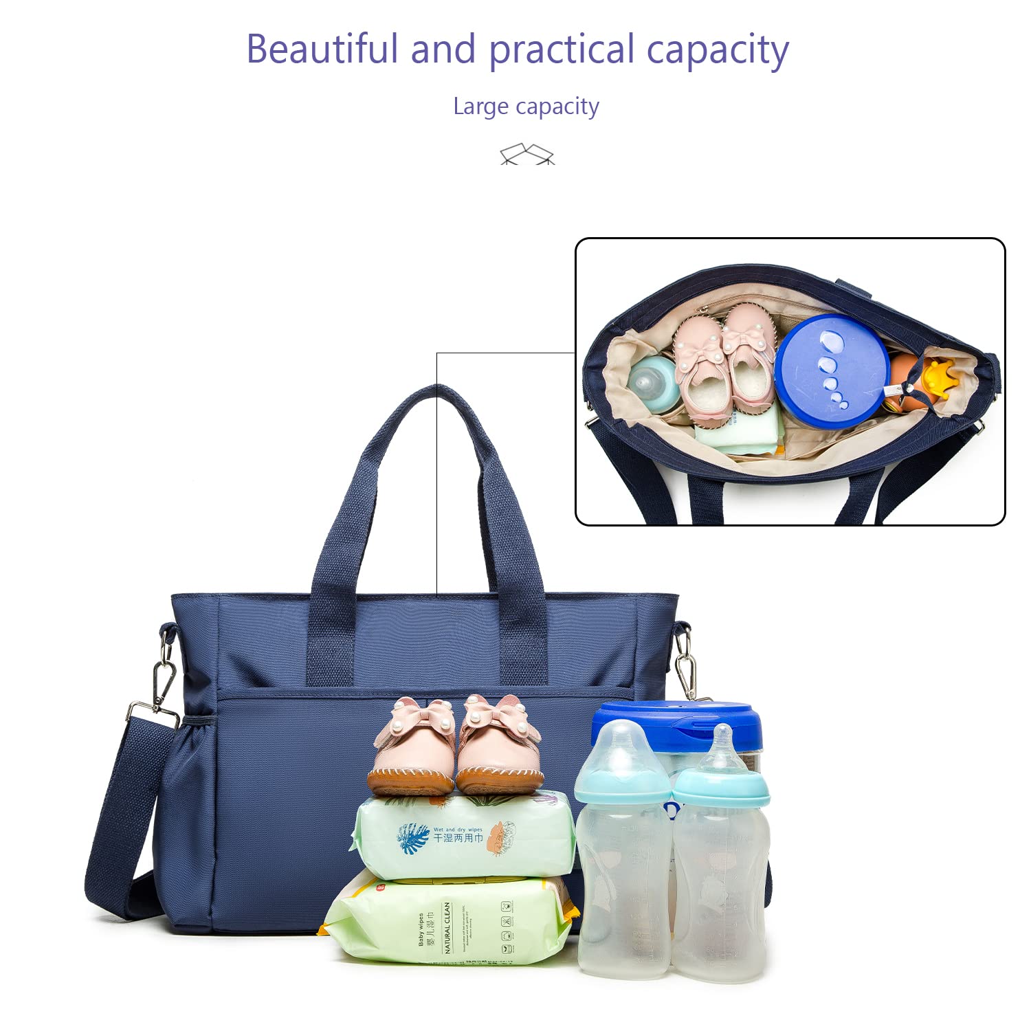 ROYALFAIR Borsa Fasciatoio per Neonato Borsa Porta Pannolini, Borsa Fasciatoio, Borsa da Viaggio Multifunzionale per Bambini Con Borsa isolante e Gancio per Carrozzina