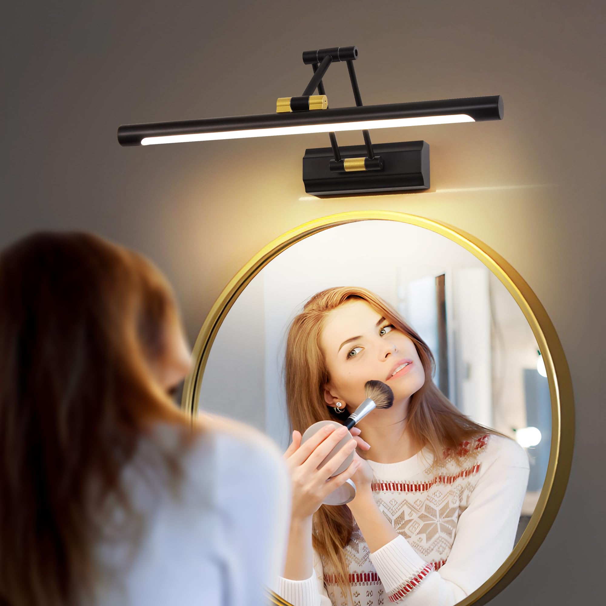 8W Lampa ścienna LED na lustro łazienkowe, 43cm nowoczesne oświetlenie obrazu, oświetlenie łazienkowe, 4000K oświetlenie wewnętrzne garderoba obraz olejny make-up 270° obracana