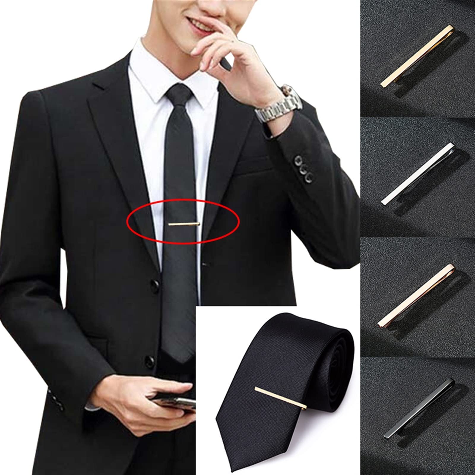 YOLNEY Tie Clip， Tie Clips Men's Metal Necktie Dress Shirts Tie