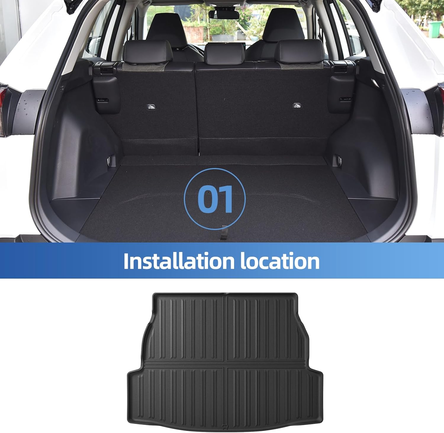 SMABEE Cargo Liner for Toyota RAV4 2019-2026 (Include Hybrid & Gasoline),TPE All Weather Cargo Mat Accessories Interior Black