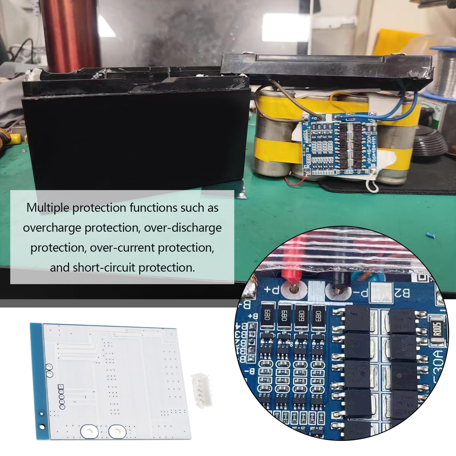 Carte BMS LiFePo4 4S 30A 12,8V - Pour Batterie Lithium 4 Cellules - Protection Surcharge Et Décharge - Lot De 2 - 9