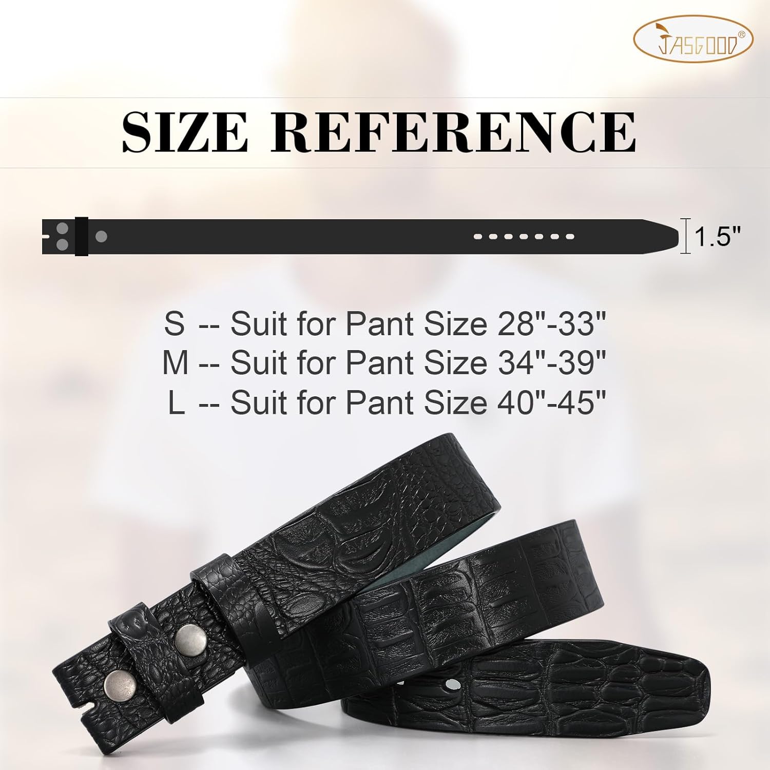 JASGOOD Western Leather Belt Strap for Men without Buckle Engraved Embossed Cowboy Leather Belt Strap 1.5 inch Wide - Image 6