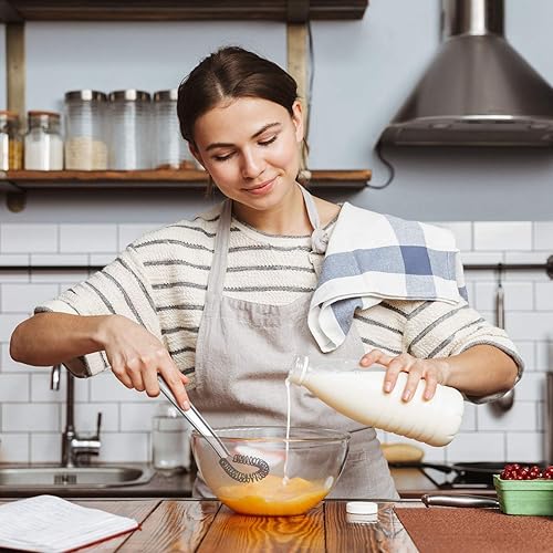 Miniatura 5 de Batidor de huevos de acero inoxidable, mini bobina de resorte, batidor de silicona, agitador de salsa de mano, licuadora, espumador de leche,