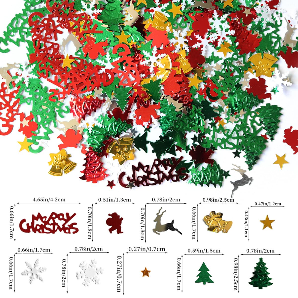 Coriandoli natalizi glitterati rosso verde bianco fiocco di neve Babbo Natale Buon Natale forma tavolo spargere coriandoli paillettes per feste di Natale artigianato fai da te spruzzini coriandoli