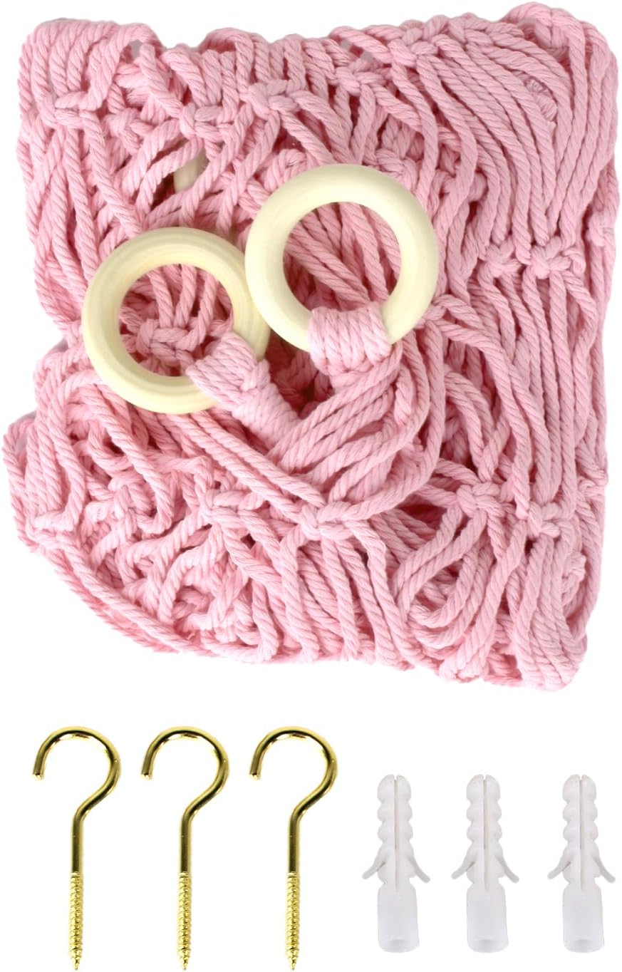 Stuffed Animal Hammock, Corner Hanging Organizer, Included Anchors & Hooks, Easy to Hang, Stuffed Toy Storage Net for Cute Room, Bedroom & Home Decor (White)