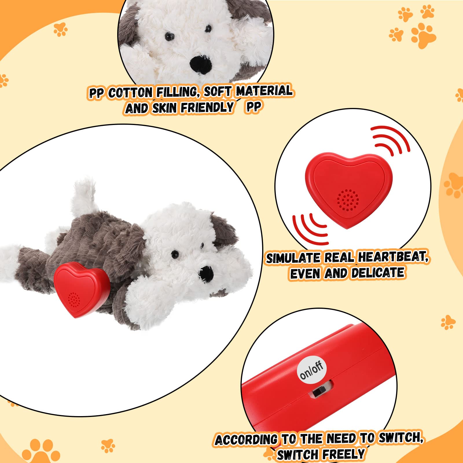 Heartbeat Stuffed Animal Toy For Puppies & Dogs - Plush Anxiety Relief & Sleep Aid, Cuddly Comfort Toy For Crate Training, Kennel, And Behavioral Calming (White)