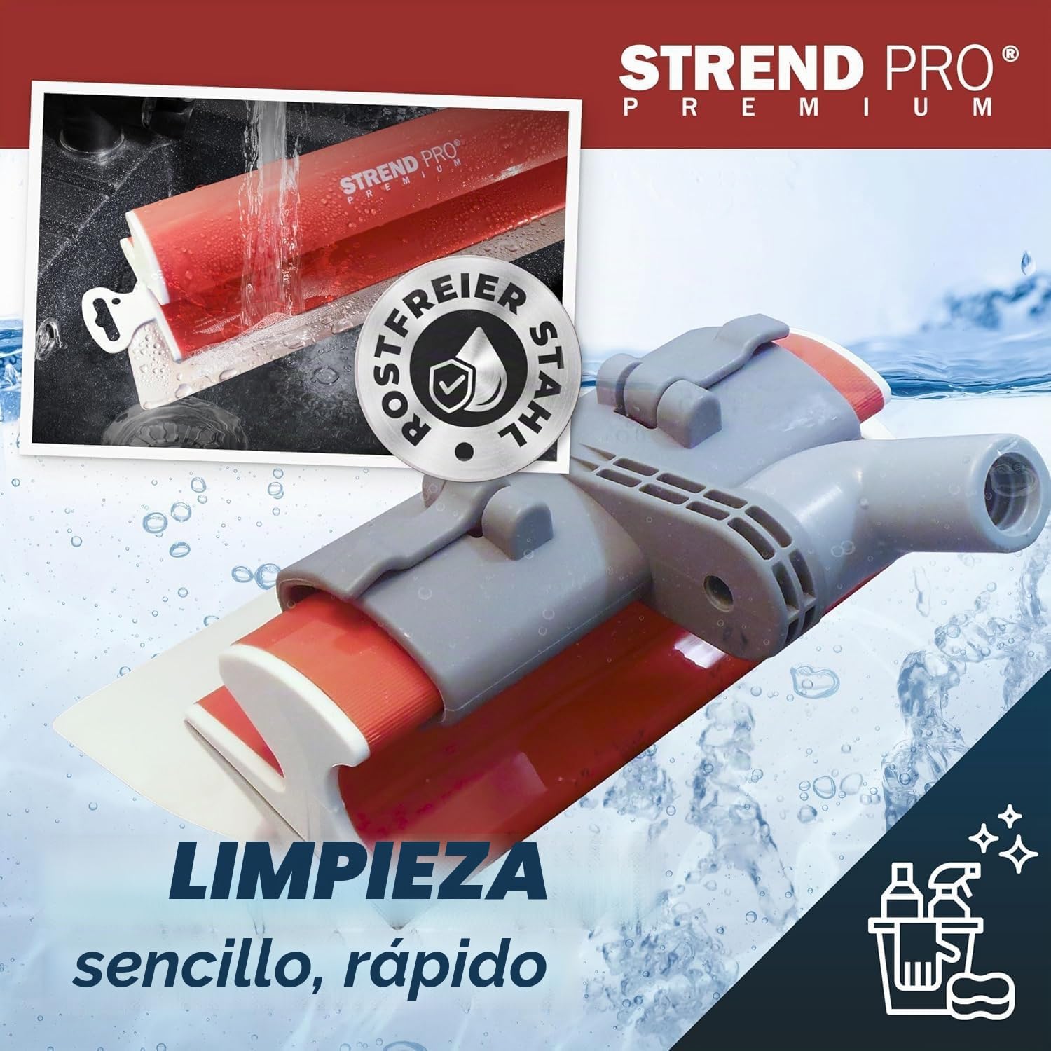 STREND PRO Juego de espátulas de superficie Premium V2, incluye espátula para fachadas de 1000 mm, 800 mm, 600 mm, 400 mm, 250 mm, espátula alisadora telescópica, maletín de transporte, juego de