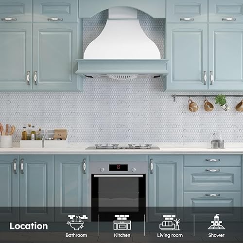 Miniatura 5 de Diflart Carrara - Azulejo de mosaico de mármol blanco, 34 de pulgada, redondo de centavo, afilado, azulejos de mármol natural para cocina, baño,