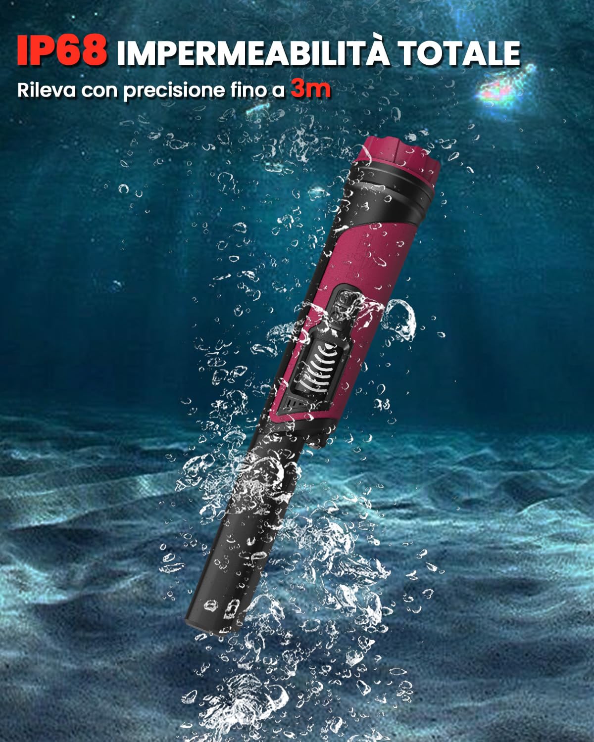 DR.ÖTEK Pinpointer Metal Detector, Portatile Pointer Palmare, Impermeabile IP68, LCD Display, Innovativa Funzione di Cancellazione delle Interferenze, Maggiore Sensibilità, 3 Modalità di Allarme