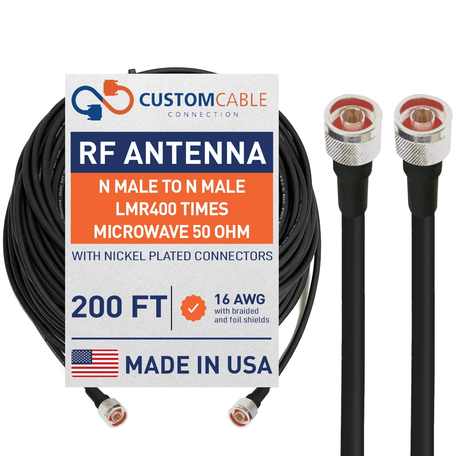 Amazon.com: Custom Cable Connection 200 Foot N Male to N Male