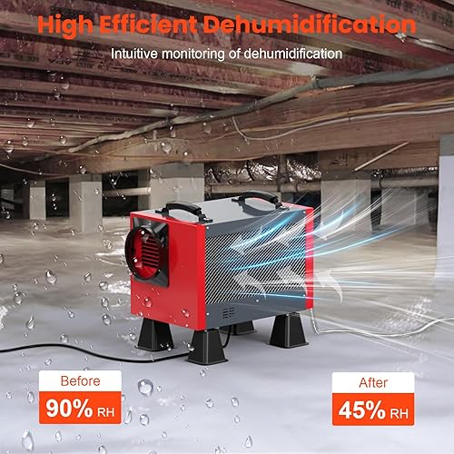 Miniatura 7 de Abestorm Deshumidificador de espacio de arrastre, 120 pinta controla deshumidificadores comerciales con manguera de drenaje para sótano,