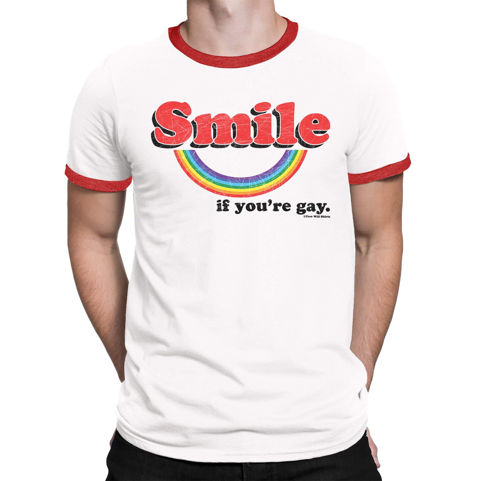 Smile If Your Gay - Mens or Womens Gay Pride Rainbow Organic Cotton T-Shirt LGBT