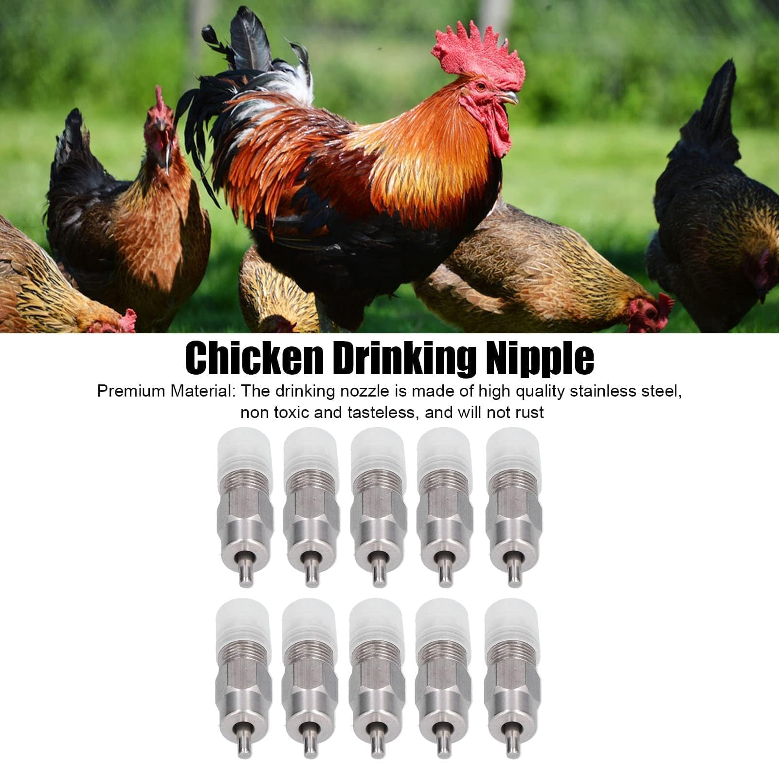 10 Stück Automatische Trinknippel Für Hühner, Edelstahl-Tränken, Schraub-Wassertrinker Für Geflügel, Hühner, Enten, Geflügel, Hühner, Wassertrinker