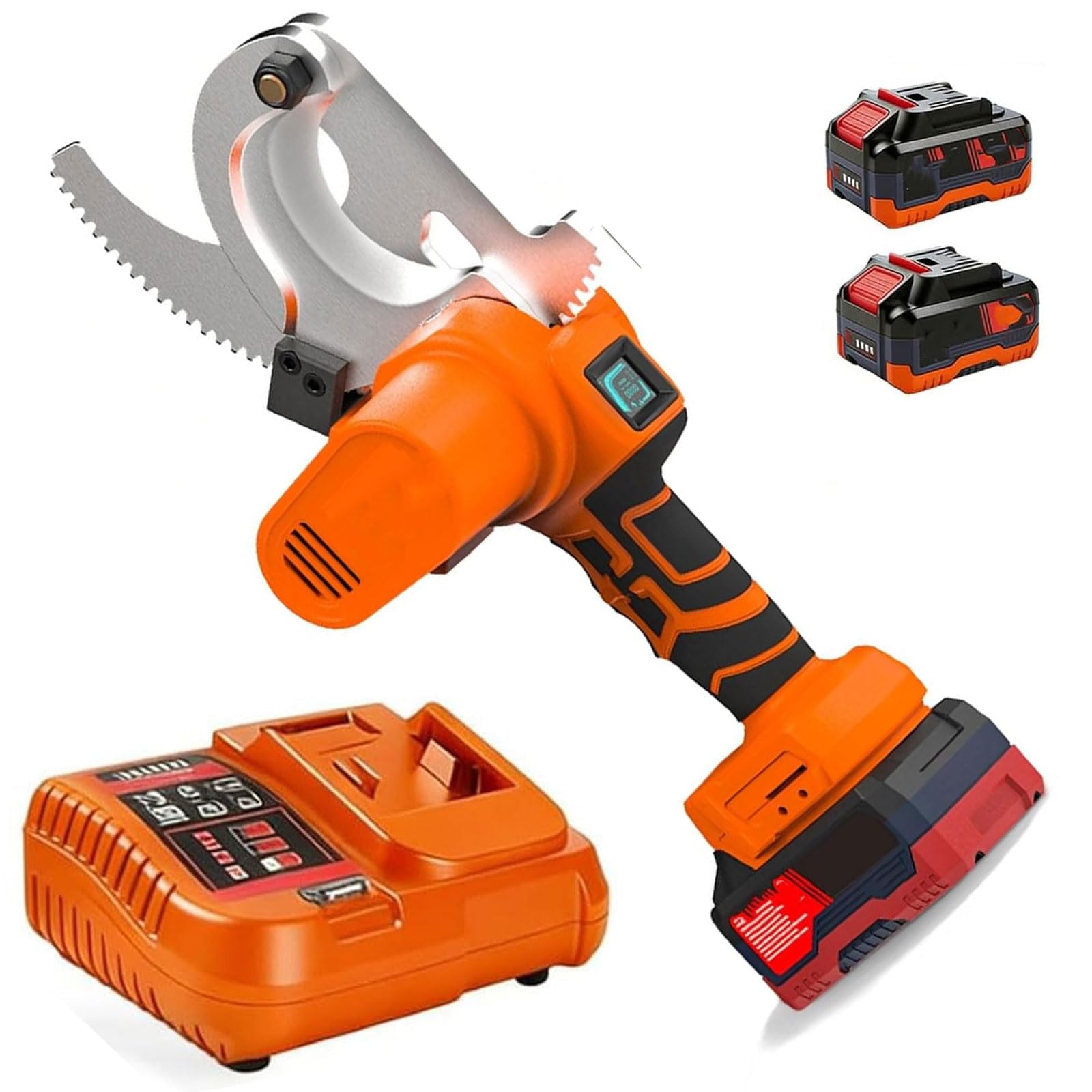 YXZYFPP Cable Cutters, Ratcheting Cordless Cutters with 65mm Cutting Capacity, Heavy Duty for Copper & Aluminum Wire, Includes 2 Rechargeable Batteries