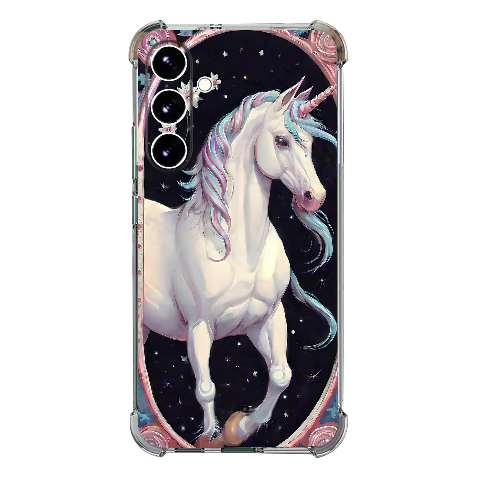 Beaucov Case for Samsung Galaxy S25 Plus,Beautiful Unicorn Flowers Drop Protection Shockproof Case TPU Full Body Protective Scratch-Resistant Cover