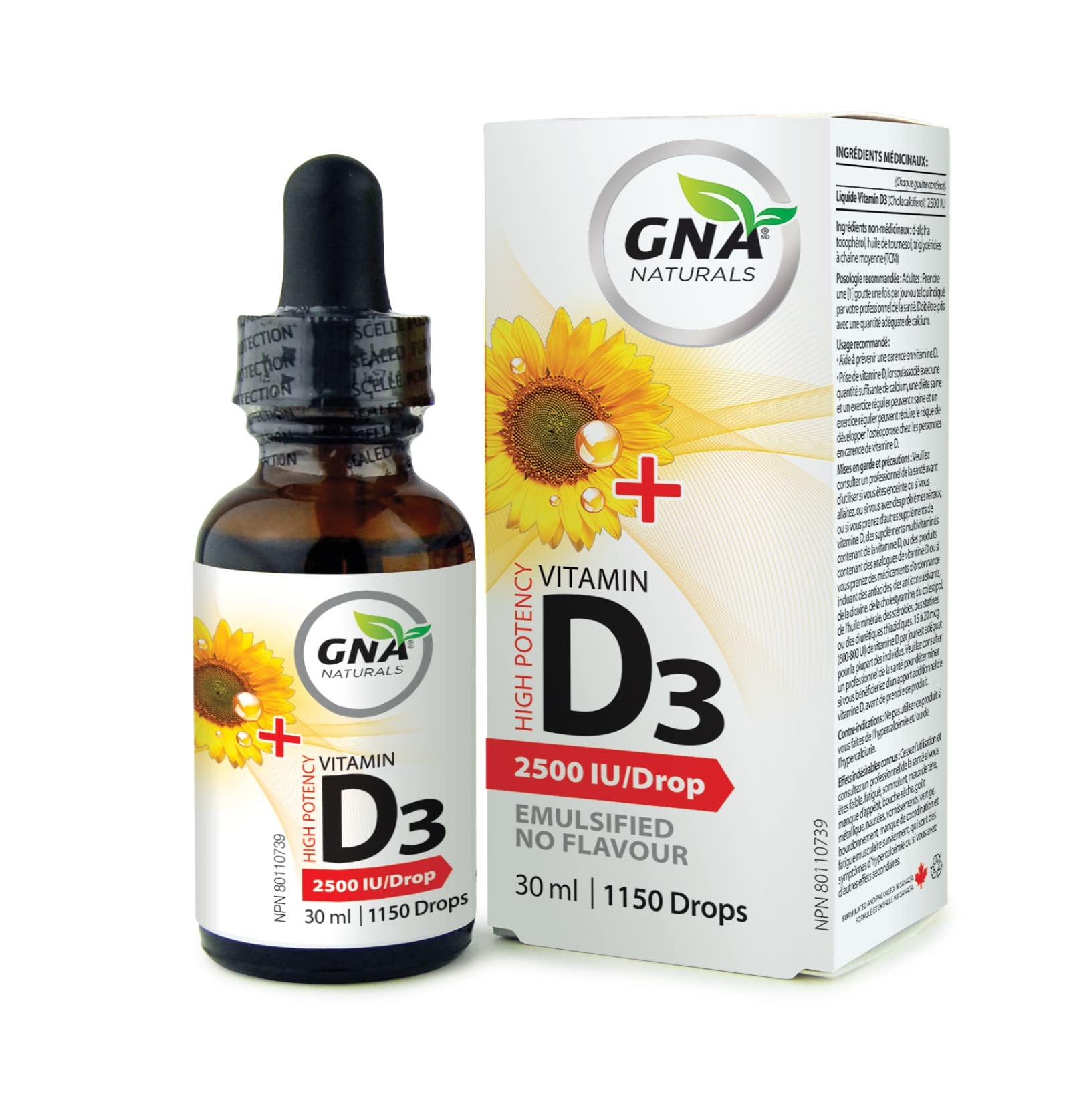 GNA Naturals Vitamin D3 Drops 2500 IU, 30ml - Liquid Vitamin D3