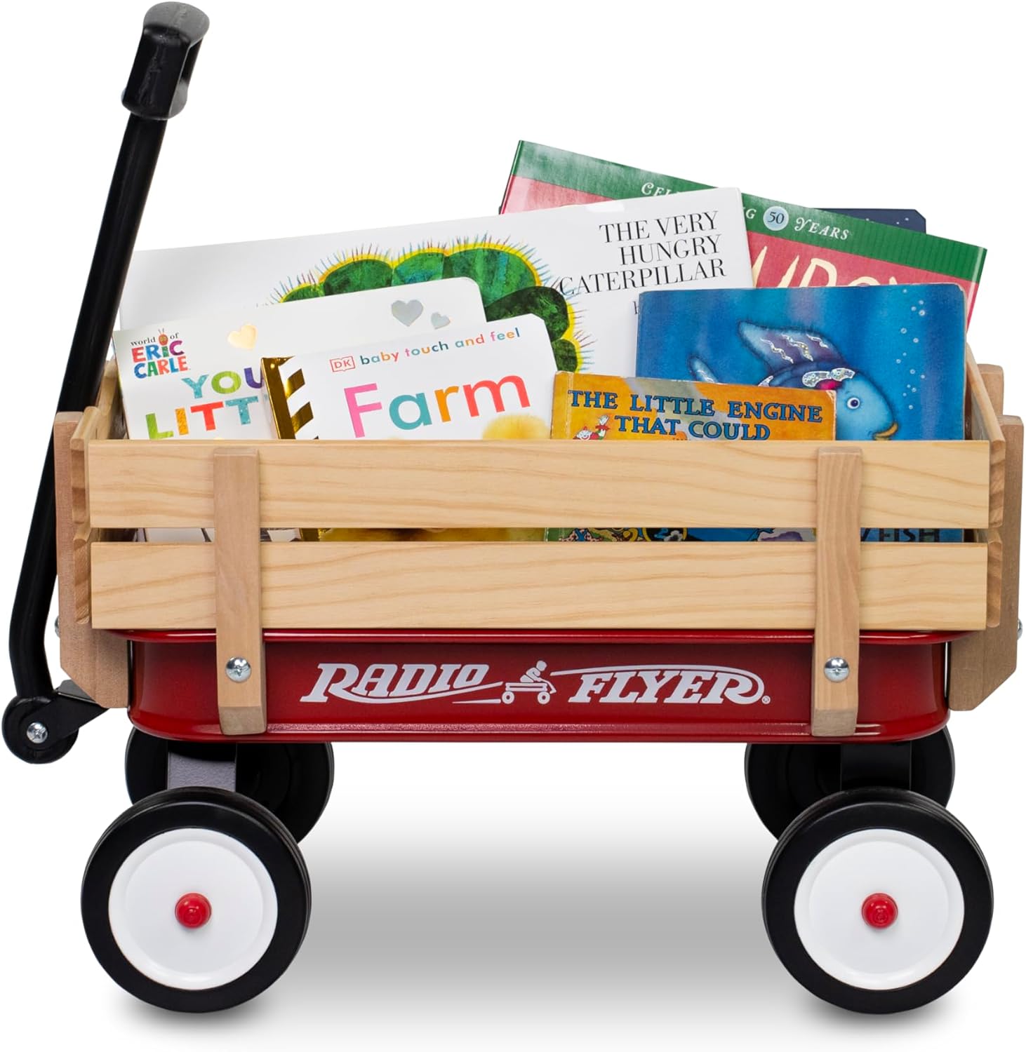 Radio Flyer Mini Steel and Wood Wagon for Kids, 19" Toy Wagon for Kids Aged 1.5+, Play-Size Version of the Classic, Durable Rolling Wheels, Working Handle, for Toys, Crafts & Gift Displays