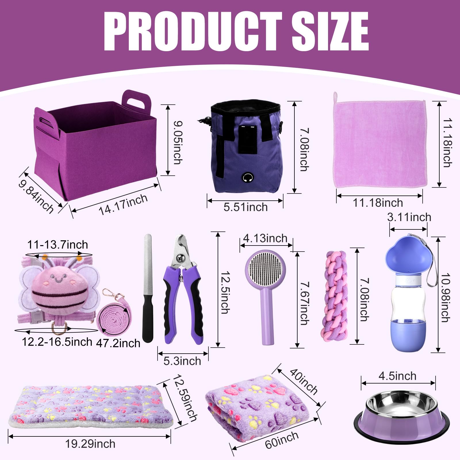 Abbylike Kit de iniciación de 50 piezas para cachorros para perros pequeños, incluye correa, cuencos, cepillos de dientes, botella de agua y más accesorios para perros, regalo de bienvenida para el