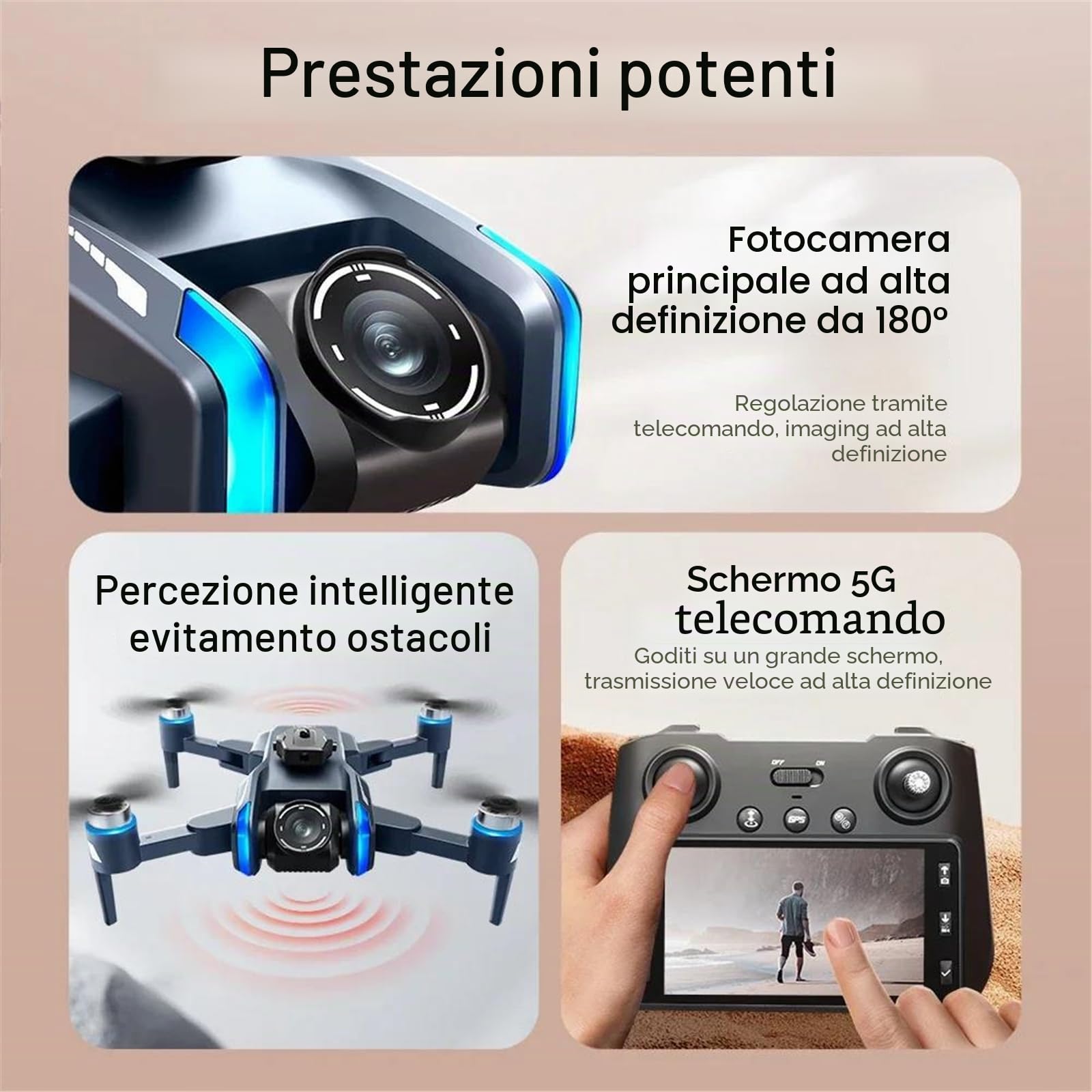 Triple Battery,Drone GPS xt808 Professionale con Telecamera HD 4k, Motore brushless, evitamento WiFi FPV, Pieghevole, rc, Elicottero quadricottero