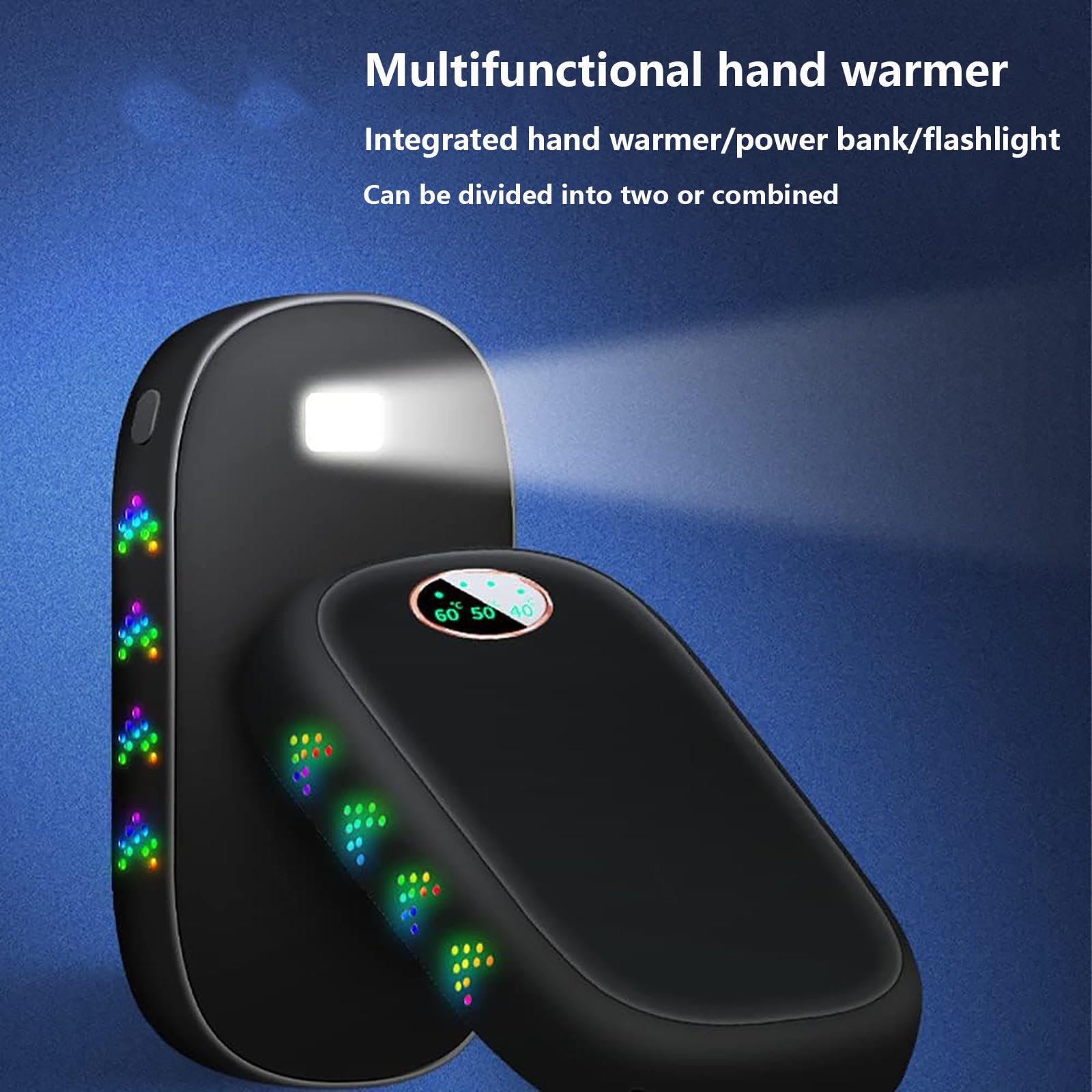 Scaldamani Elettronici Ricaricabili 2 Packs 10000 mAh, Scaldamani Ricaricabili USB-C Diviso/10 Ore Di Calore/3 Livelli Di Riscaldamento Fino a 60 ℃ Regali Caldi per Natale,Compleanno