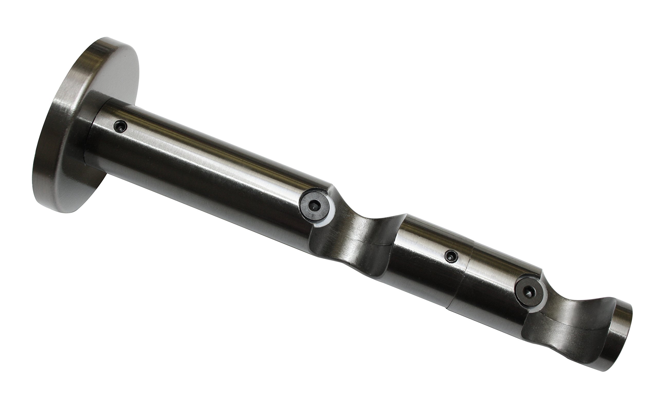 Gardinia Titanium Double Combined Support Bracket With Mounting Plate For Curtain Rods, 2-Rod Holder, Open, Mounting Kit Included, Chicago Series, 20 Mm Diameter,