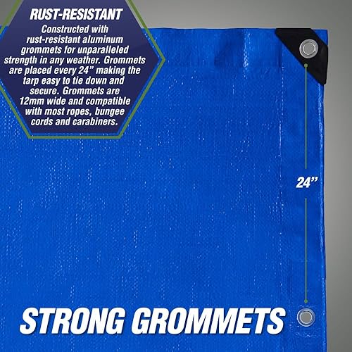 Miniatura 5 de Lona resistente para todo tipo de clima, 100% impermeable, lonas resistentes a la temperatura UV de 5 mil, cubierta multiusos de alta durabilidad,