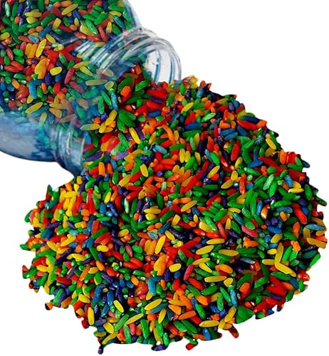 Arroz de colores en colores vibrantes, relleno sensorial, arroz arcoíris para arte y manualidades, aprendizaje creativo y percepción del color, no