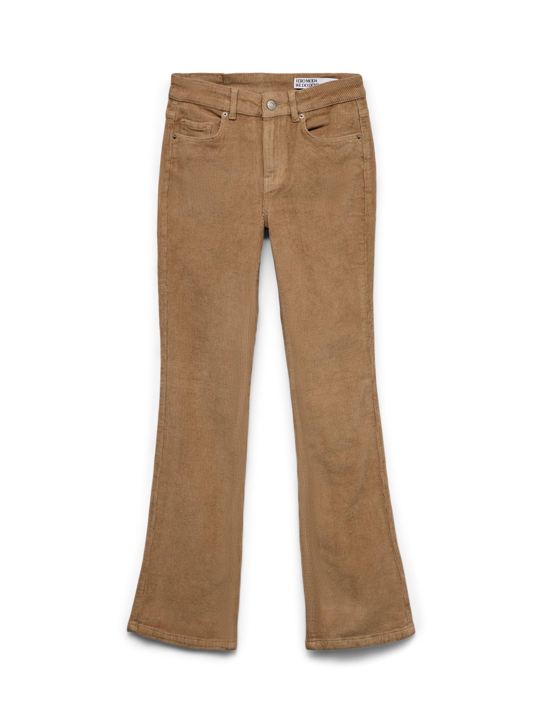 VERO MODA Damen Vmflash Mr Corduroy Pants Noos Flared Fit Jeans, Silver Mink, 33W x 32L