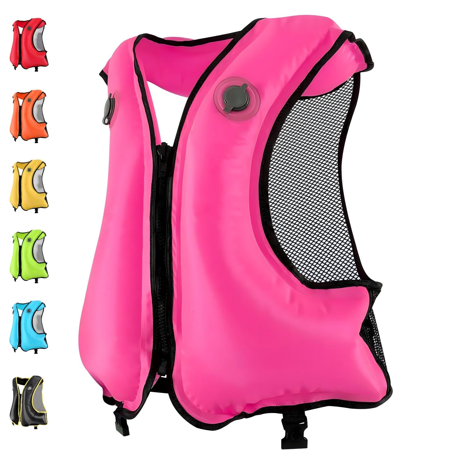Gilet de flottabilité Gonflable Adulte Jusqu’à 100 kg 150-200 cm, Double Chambre Haute visibilité pour Kayak Sup Paddle Surf plongée pêche (Norme UE)