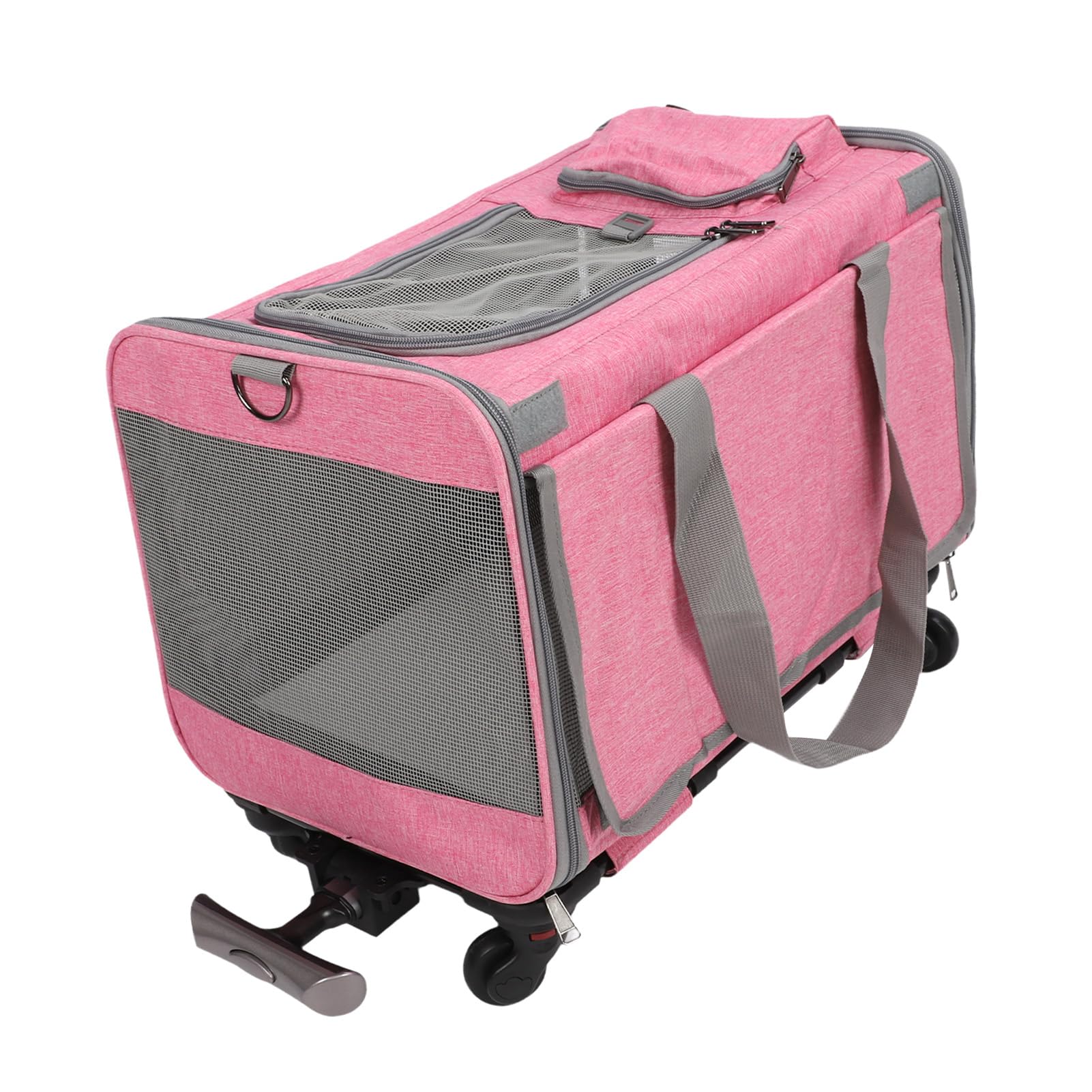 Yctze Transportín para Mascotas con Ruedas, Asa Telescópica y Correas para Gatos y Perros pequeños: Solución de Viaje Práctica (Pink)