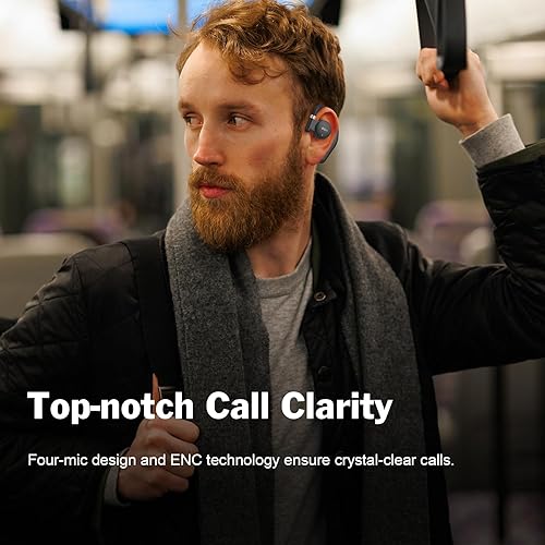 Miniatura 7 de DOSS Auriculares inalámbricos de oreja abierta con sonido superior, llamadas claras, 30 horas de reproducción, diseño ligero con ganchos giratorios