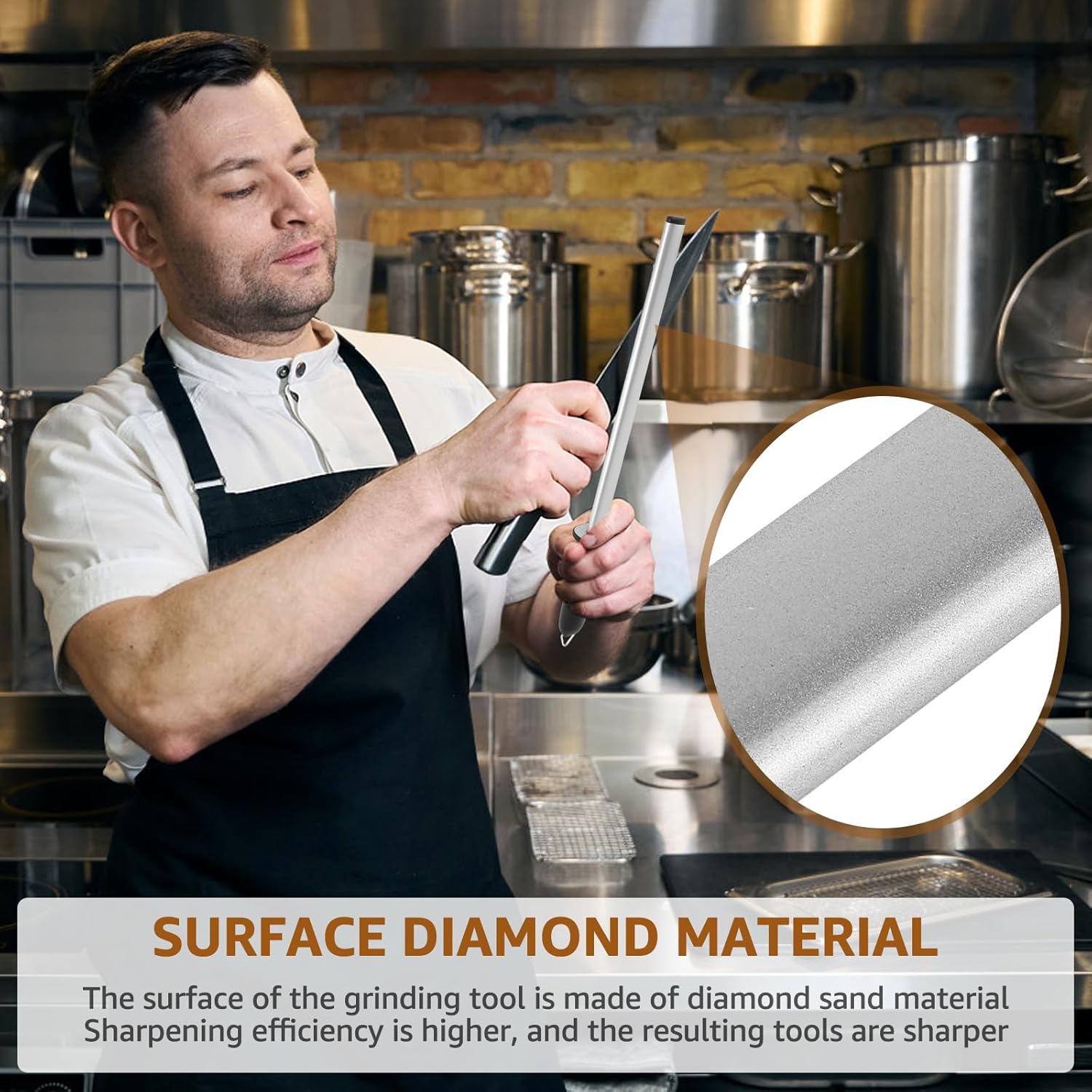 3 PCS 12 Inch Diamond Sharpening Rod, 1000 Grit Diamond Knife Sharpener Rod, Honing Rod with Hanging Holes for Kitchen Knife, Chef, Hunting or Home Gourmet Blade, 17" Overall