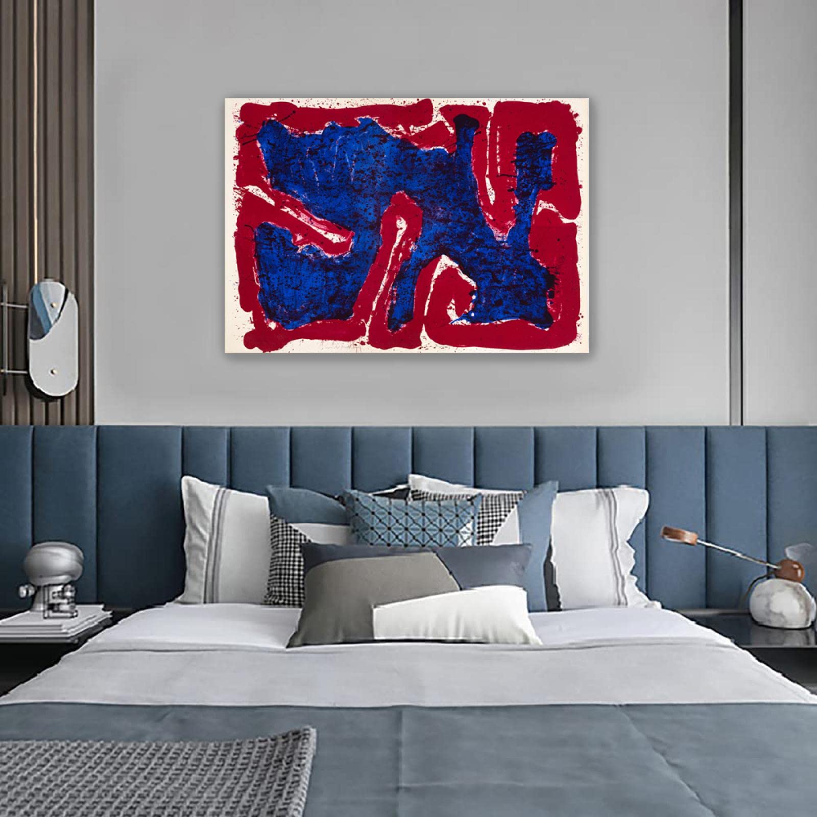 Sam Francis kolorowe abstrakcyjne płótno sztuka ścienna oprawione gotowe do powieszenia zdjęcia - słynne obrazy rozciągnięte giclee nadruk na płótnie - 'Lover, reprodukcje z lat 1960-tych, do dekoracji domu, 30 x 45 cm