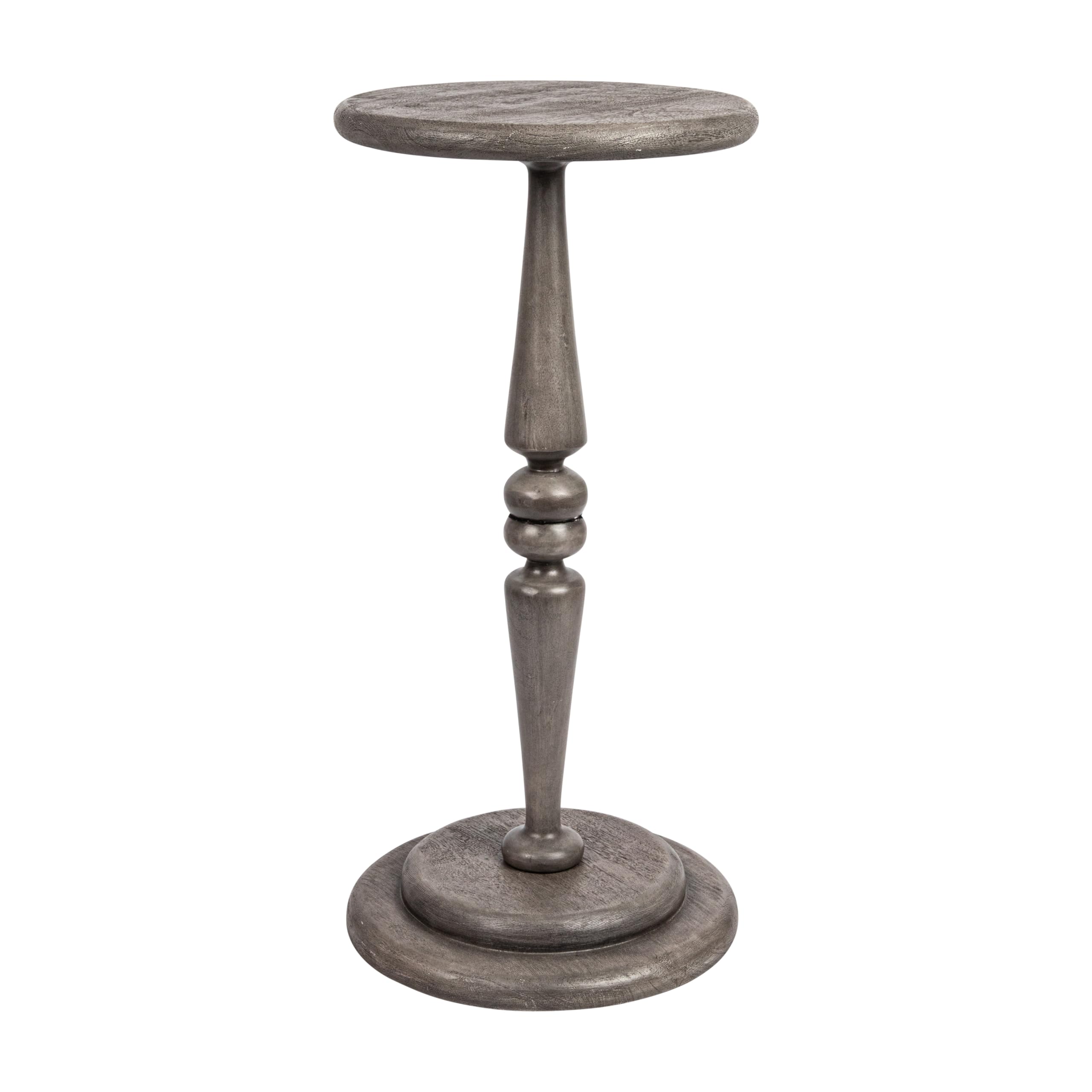Creative Co-Op Bishop Pedestal Cocktail Side Table, Dove Grey