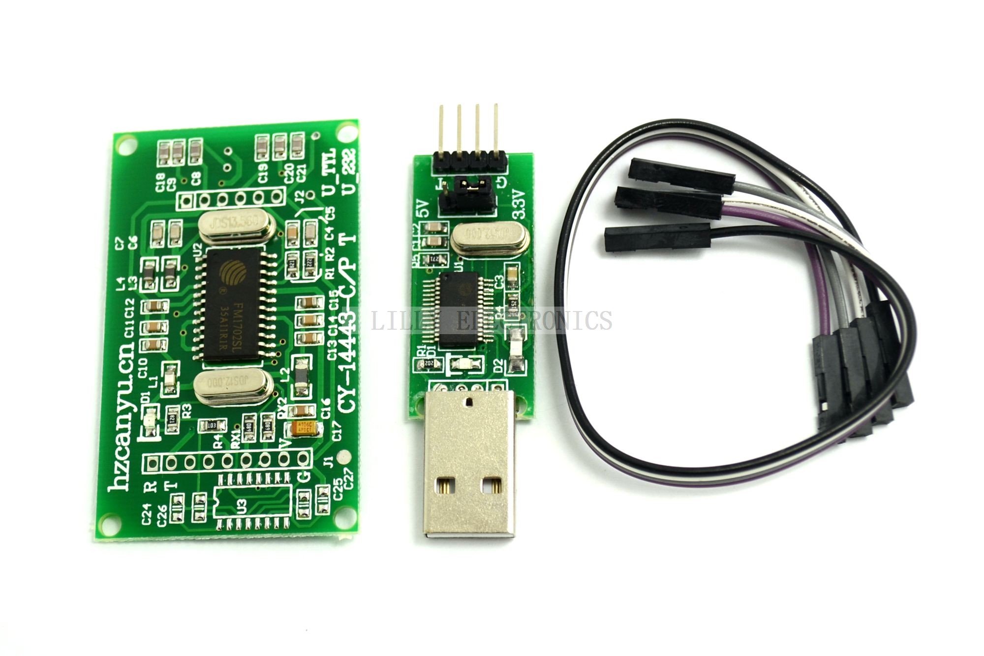 Module RFID 13.56M Lillyelectronics auto-adaptatif avec antenne déportée et programmateur TTL