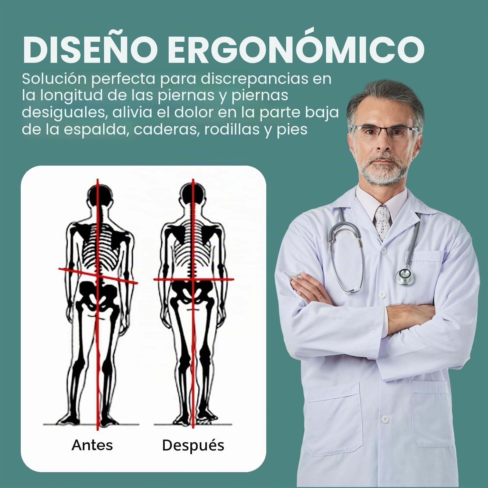Welnove 4 capas de zapatos ajustables para piernas desiguales Discrepancia de la longitud de la pierna Dolor de talón - 1 pulgada Incremento de la altura Inserto (Beige, tamaño M)