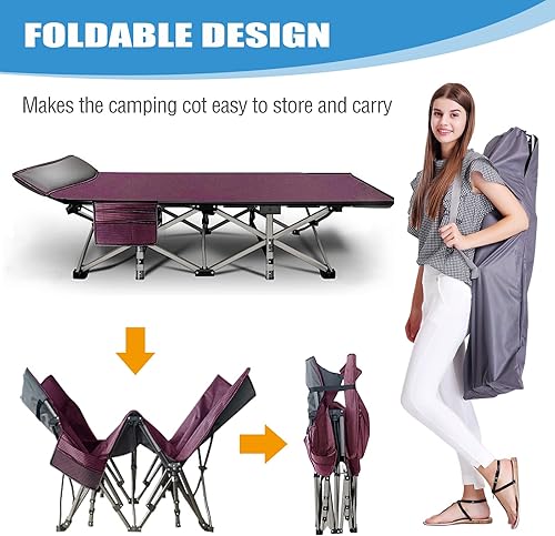 Miniatura 4 de Catres plegables para adultos, cuna resistente con bolsa de transporte, cama de dormir portátil para campamento, oficina, uso al aire libre, cuna