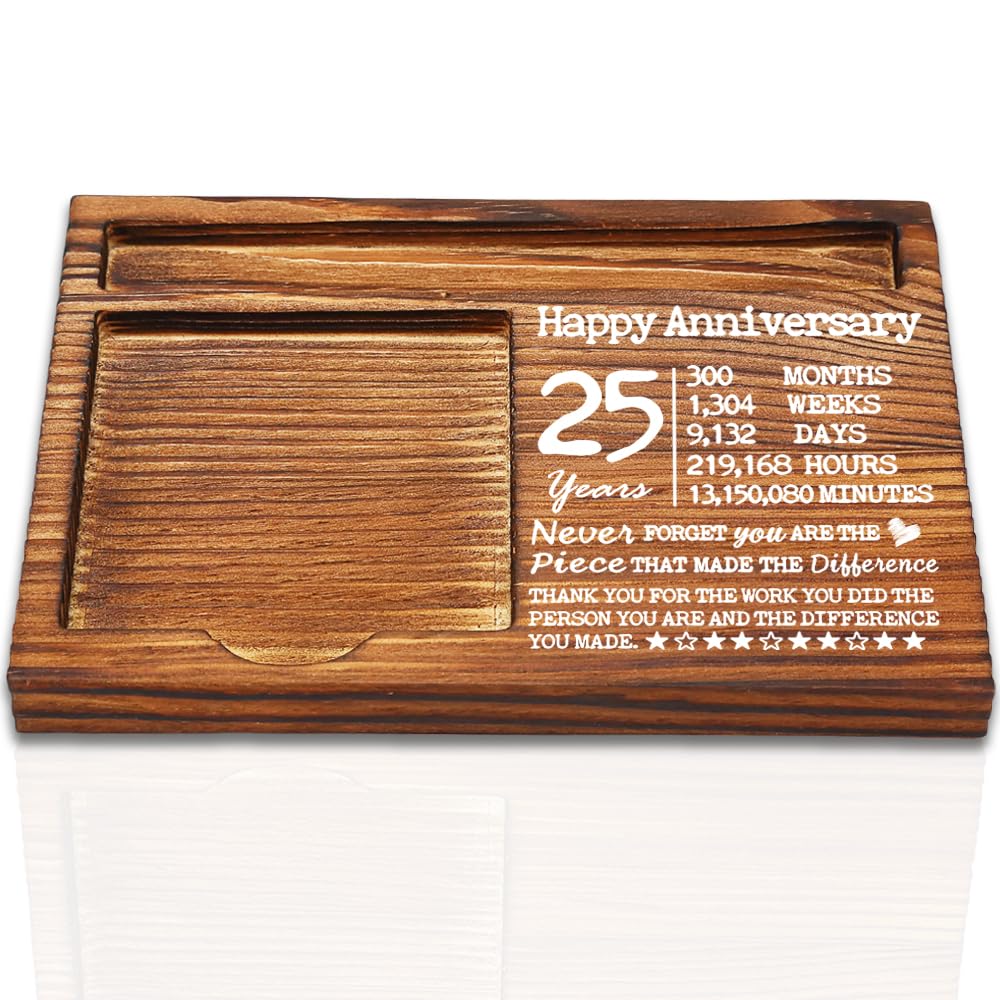 25 Year Work Anniversary Cute Gift for Employee, Thank You Appreciation Gifts for Coworkers Staff, 25th Work Anniversary for Her Him, Happy Anniversary Office Self-Stick Note Pad Holders-DW15