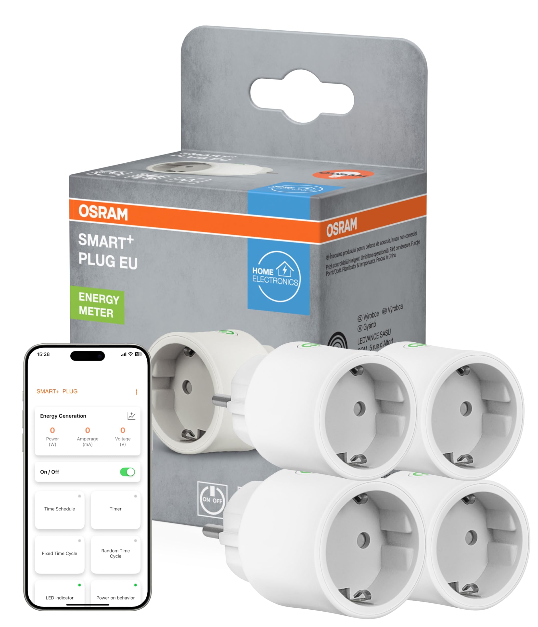 OSRAM SMART+ WiFi Matter Gniazdo wtykowe EU 10A 2300W IP20 | SMART+ MATTER Plug, Plugs, Biały, 48 mm dia, opakowanie 1 sztuk