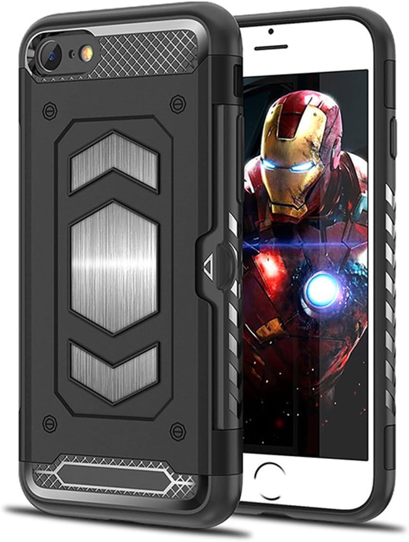 iPhone SE / 5S / 5 Case Wallet, Heima Slim Thin Shockproof Protective iPhone 5 5S SE Cover with Card Holder Car Magnetic Metal Silicone Case for iPhone 5/5S/SE (HY Series-Black)