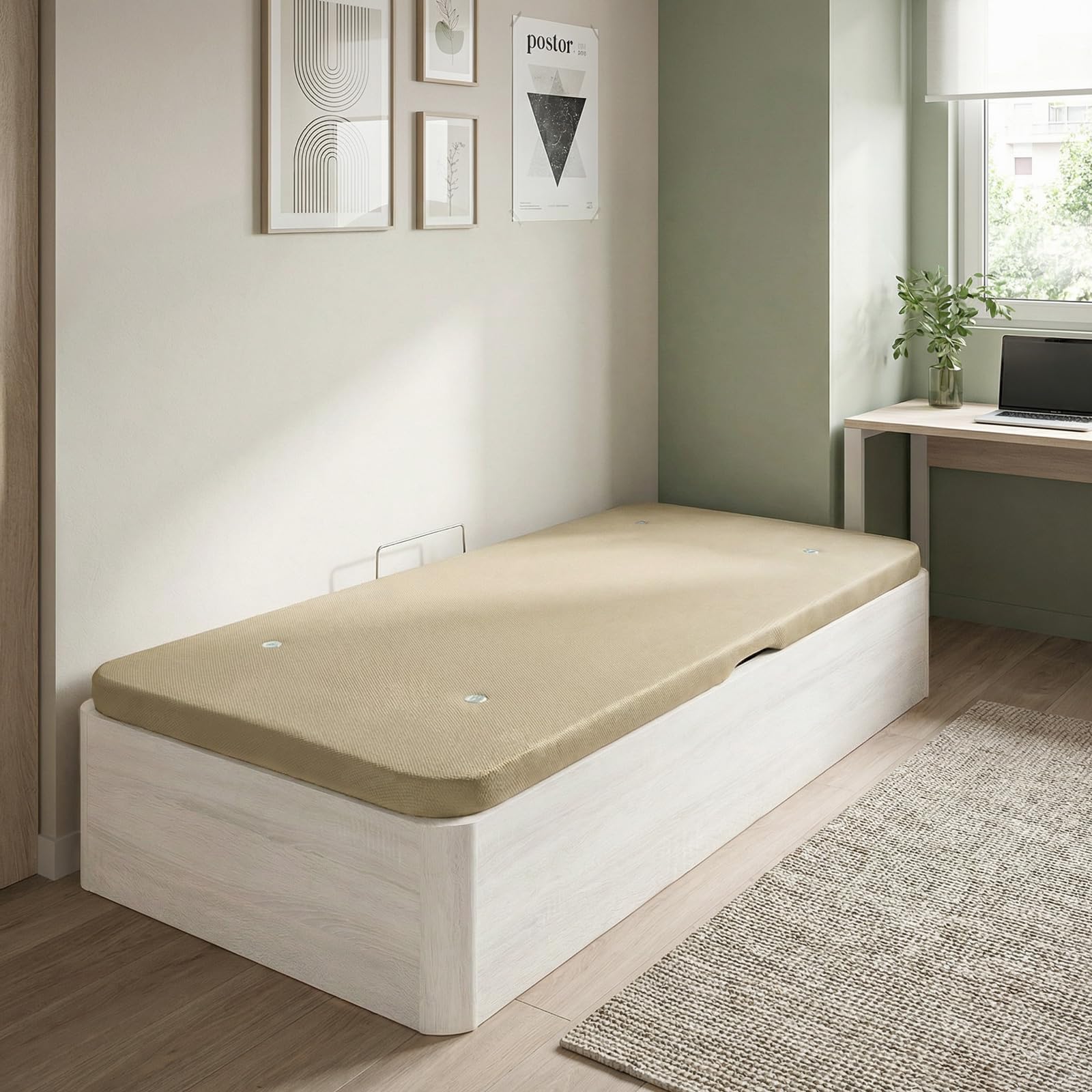 DUÉRMETE ONLINE - Canapé Abatible Lateral 105x190 cm Polar | Gran Capacidad | Estructura Súper Reforzada | Tapa Transpirable 3D | Incluye Subida a Domicilio