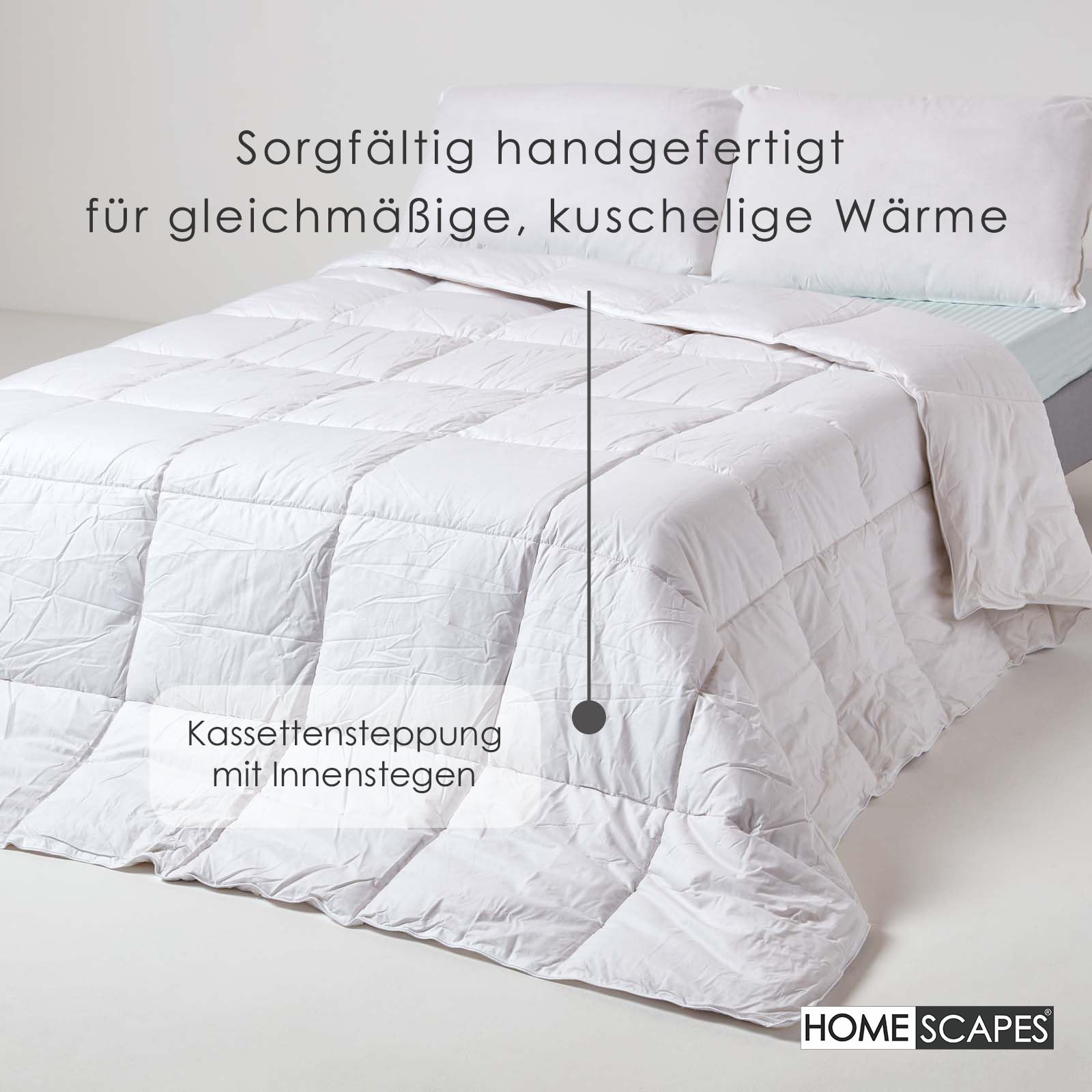 Homescapes Seidendecke 135x200 cm, warme Winter-Bettdecke Maulbeerseide mit 550 GSM Füllung aus Seide & Funktionsfaser, kuschelige Bettdecke mit Baumwollbezug, Wärmeklasse 4, Oeko-TEX Standard 100