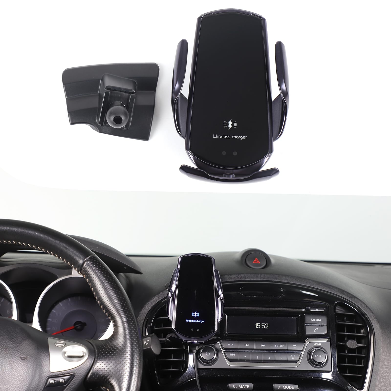 Supporto per cellulare auto, girevole a 360 gradi, compatibile con Nissan Juke (F15)/Infiniti ESQ (2011-2019), supporto universale a testa sferica con morsetto di ventilazione (sezione D)