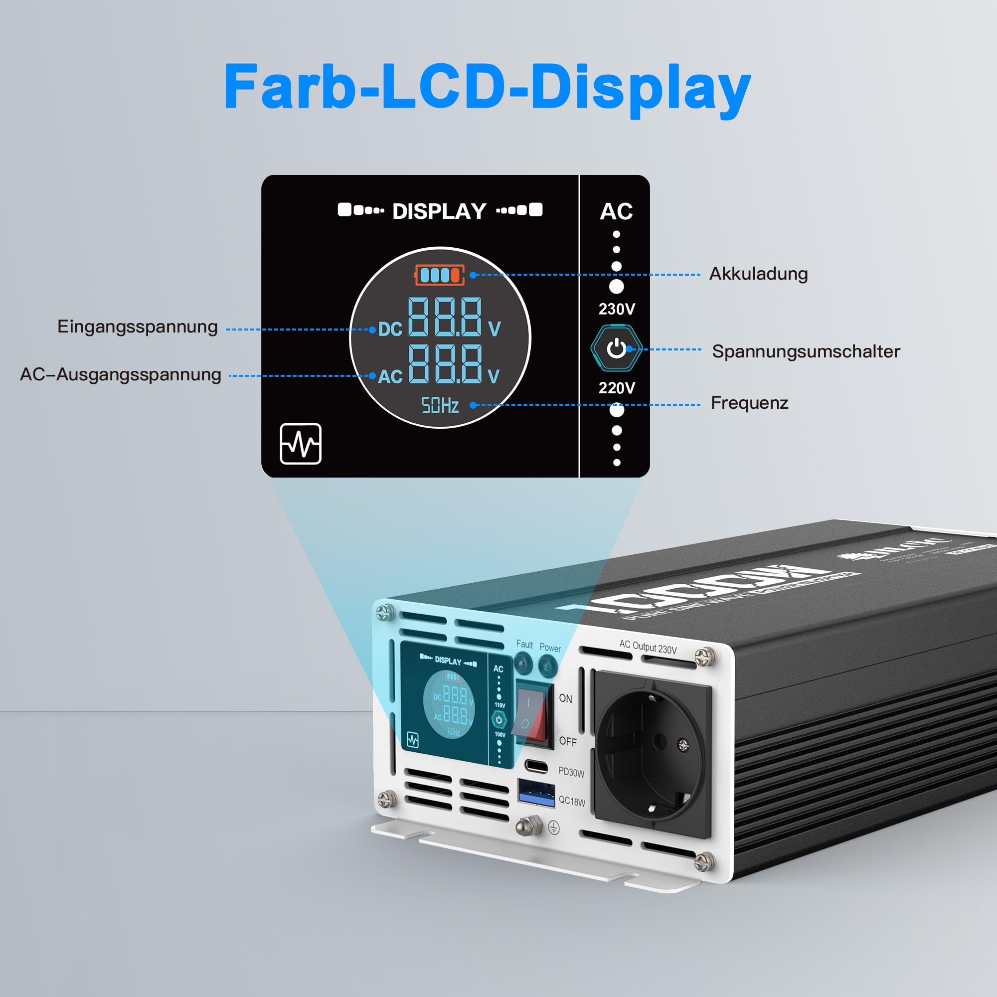 Inversor de 1500 W con onda sinusoidal modificada