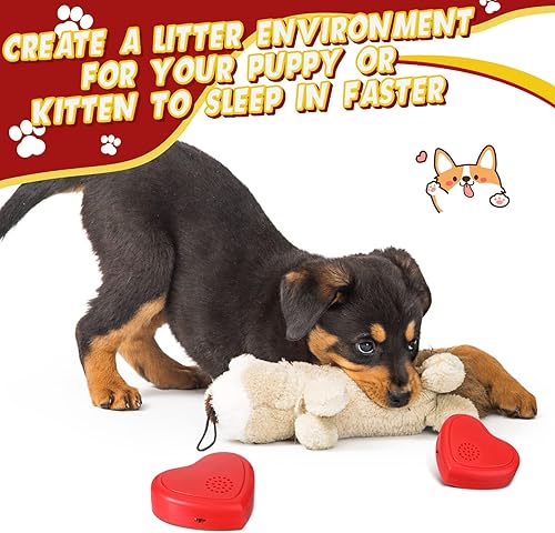 Miniatura 7 de Wettarn 4 unidades de latidos cardíacos para perros en forma de corazón, simulador de chupete de repuesto, latido de corazón rojo para gato, gatito,