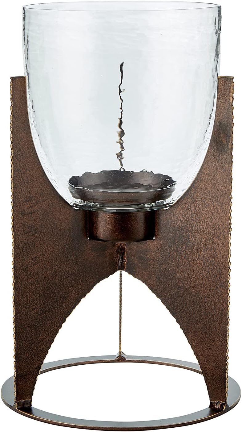 47th & Main Vintage Hurricane Glass Candle Holder, Medium, Clear : Home & Kitchen